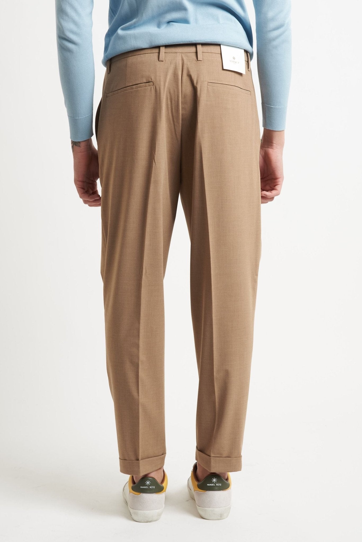 Pantalone Basic con Passanti, Fondo Comodo e Risvoltino Cucito - De Matteo Uomo
