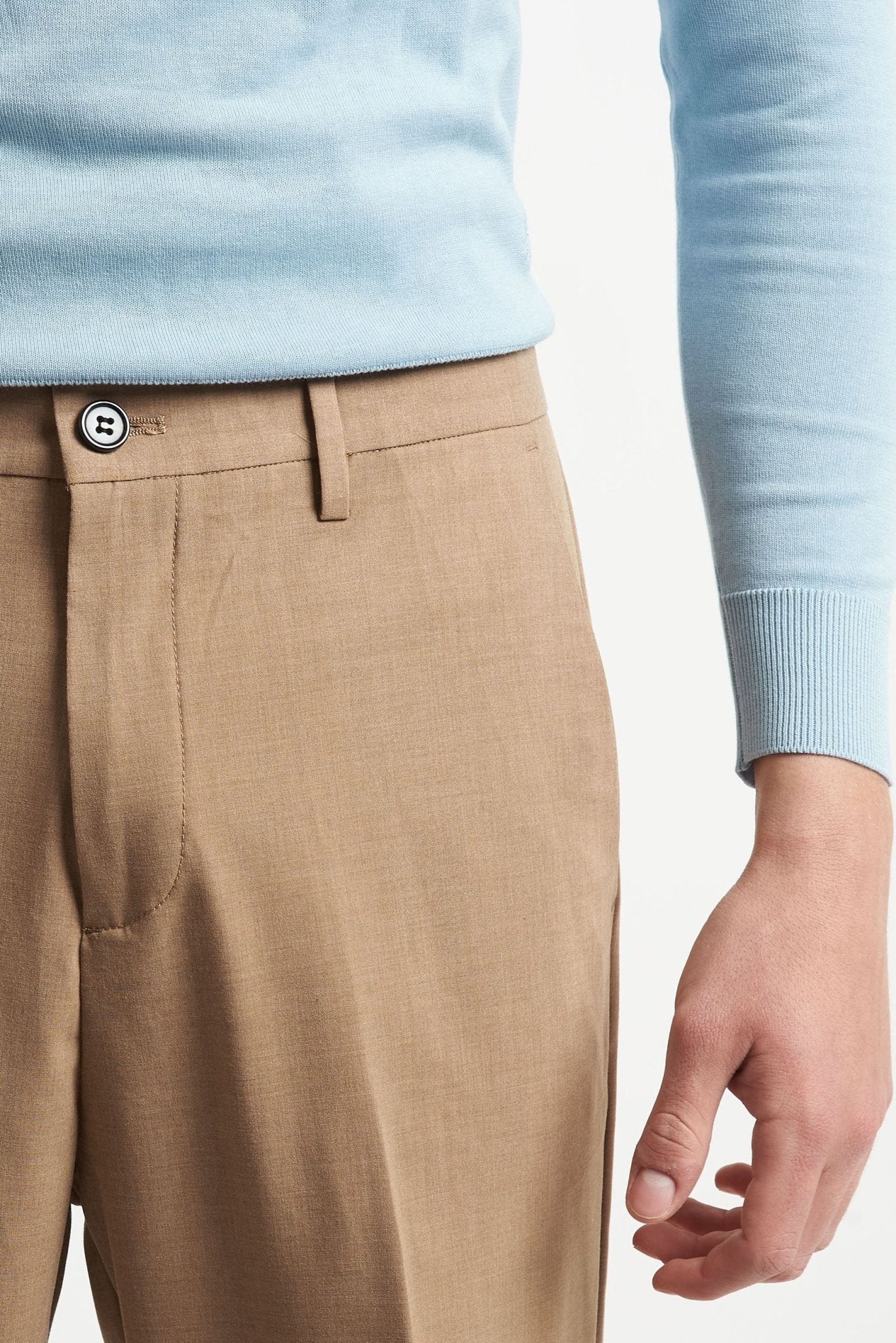 Pantalone Basic con Passanti, Fondo Comodo e Risvoltino Cucito - De Matteo Uomo