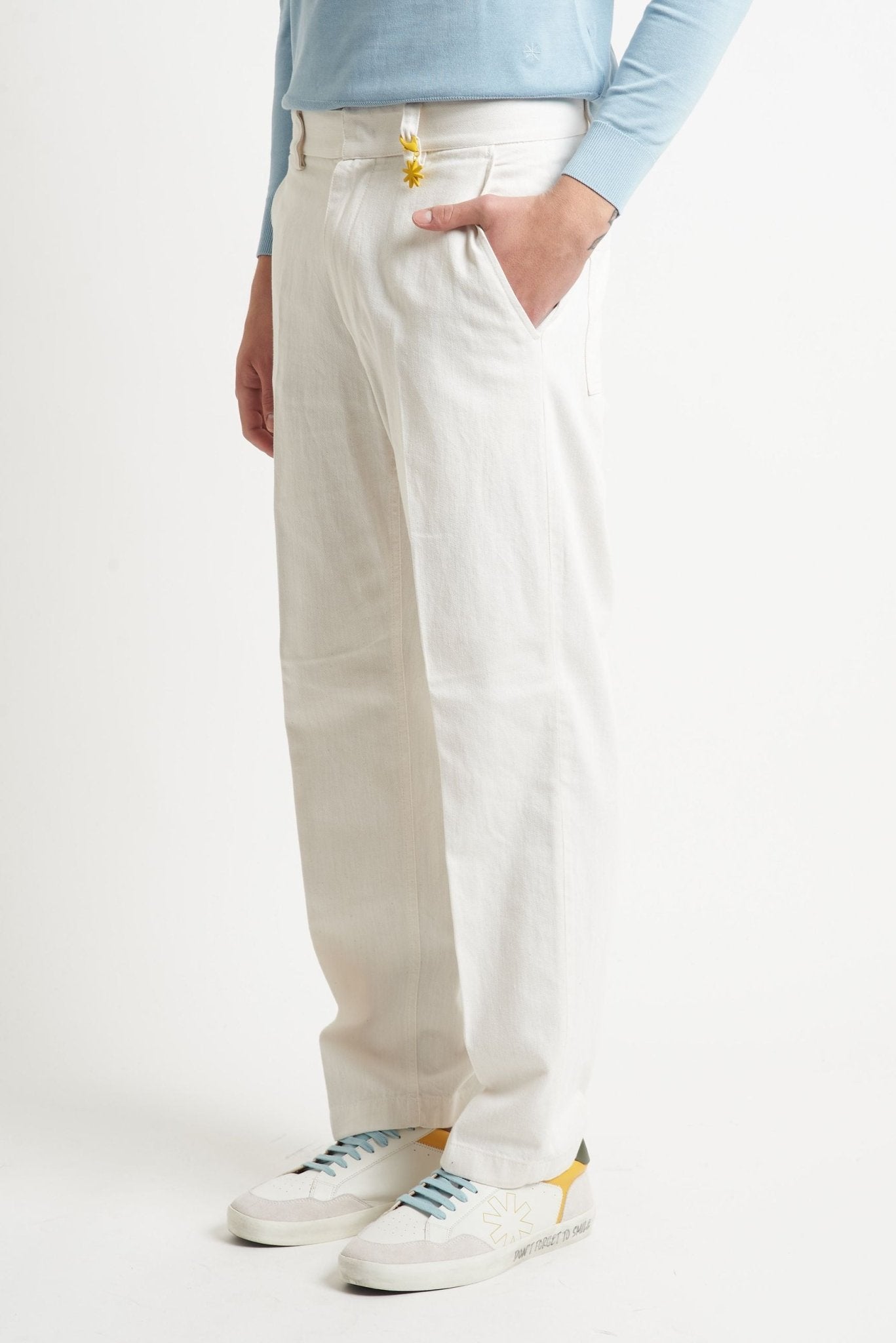 Pantalone Basic in Cotone con Fondo Ampio - De Matteo Uomo