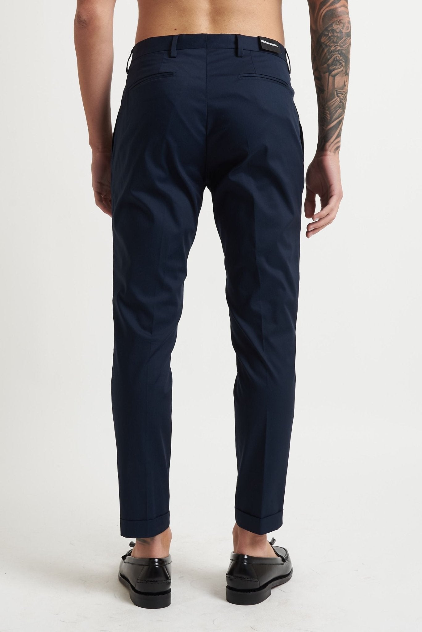 Pantalone con Doppia Pence e Risvoltino Cucito in Cotone e Poliammide - De Matteo Uomo