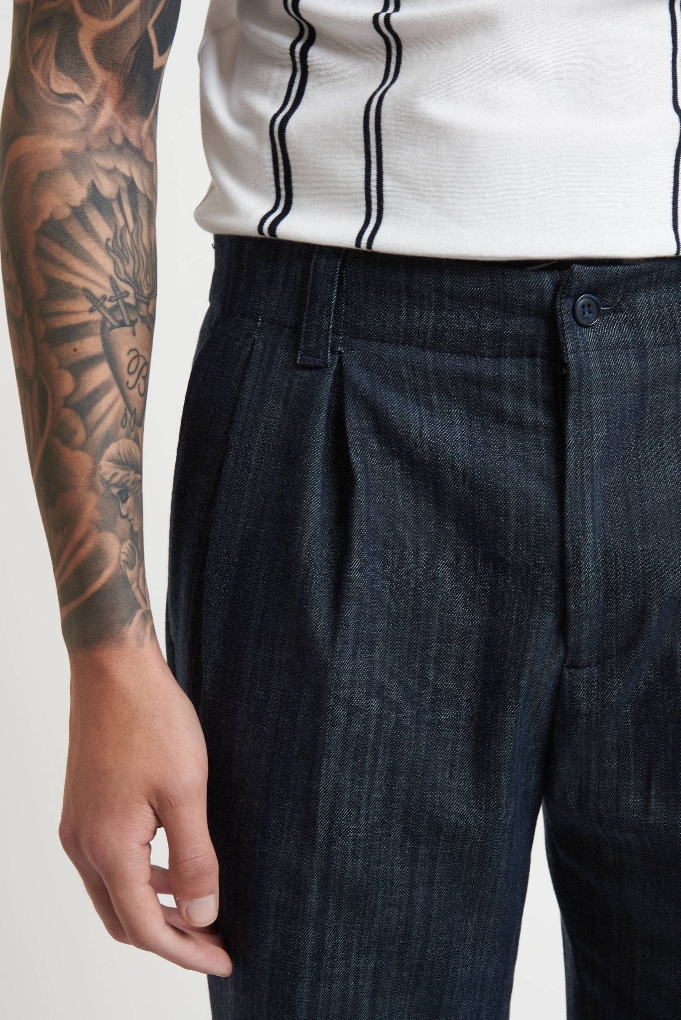 Pantalone Coordinato Effetto Jeans con Doppia Pence e Elastico Posteriore - De Matteo Uomo