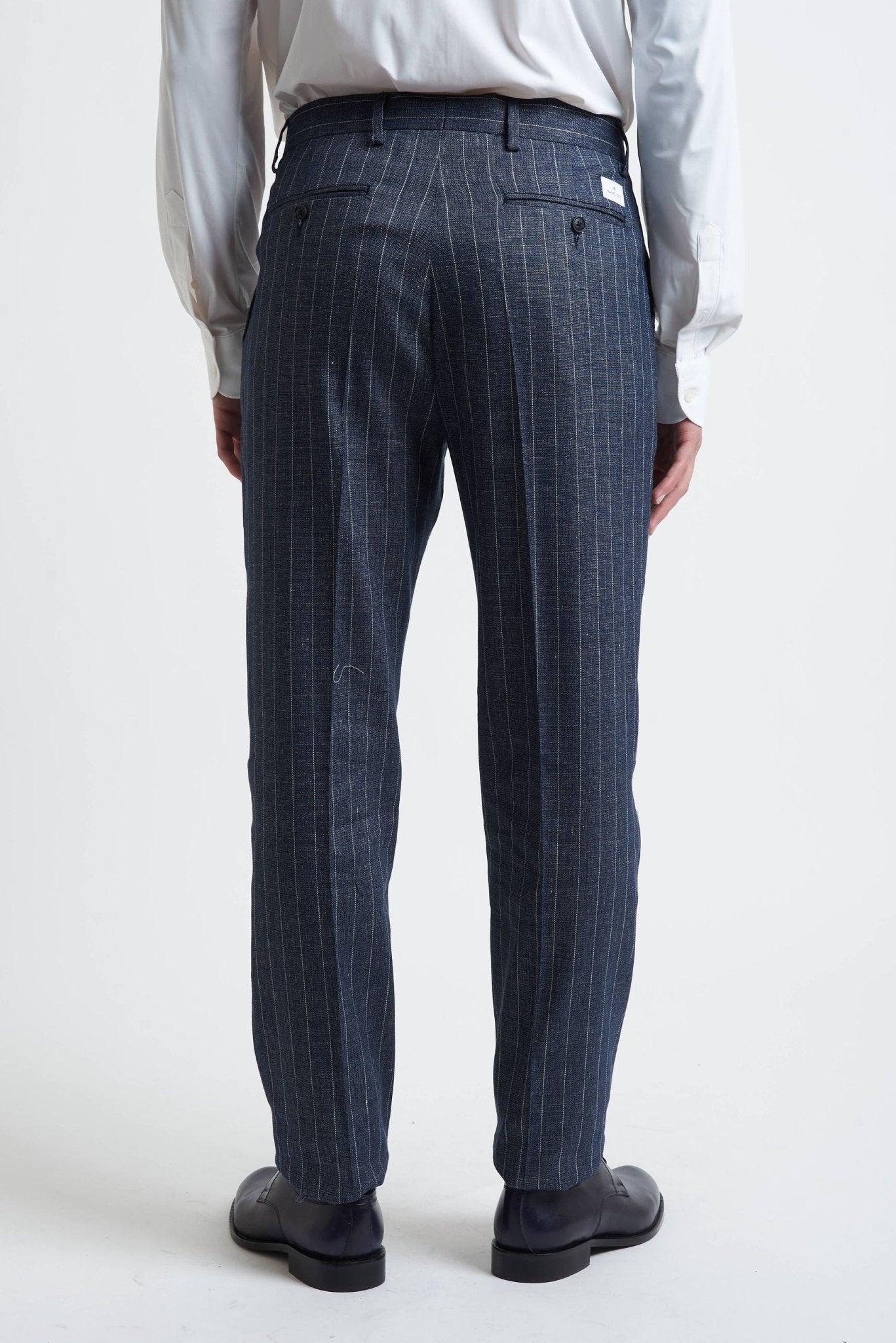 Pantalone Gessato con Pence e Chiusura con Clip - De Matteo Uomo