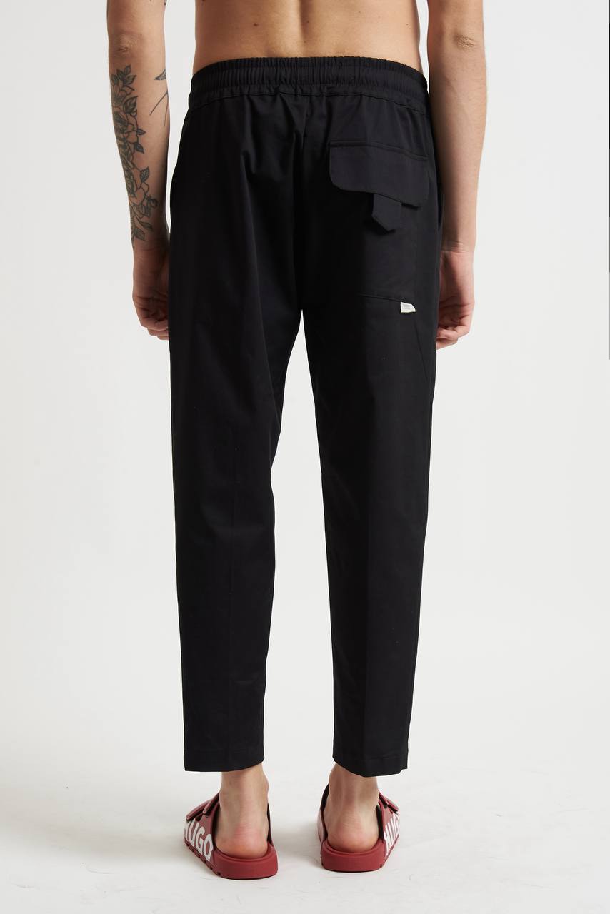 Pantalone in Cotone Stretch con Vita Elasticizzata e Laccio Interno - De Matteo Uomo