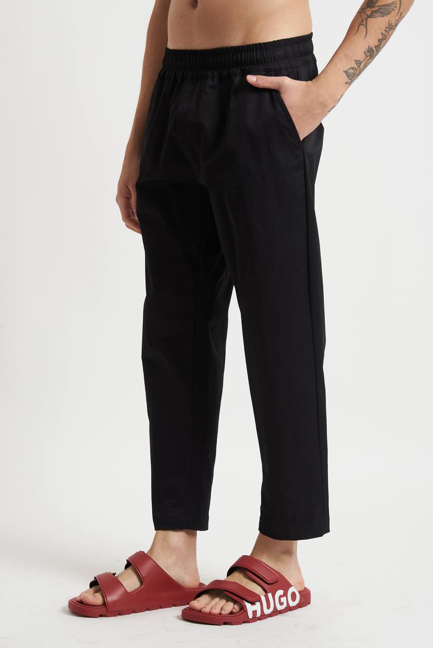 Pantalone in Cotone Stretch con Vita Elasticizzata e Laccio Interno - De Matteo Uomo