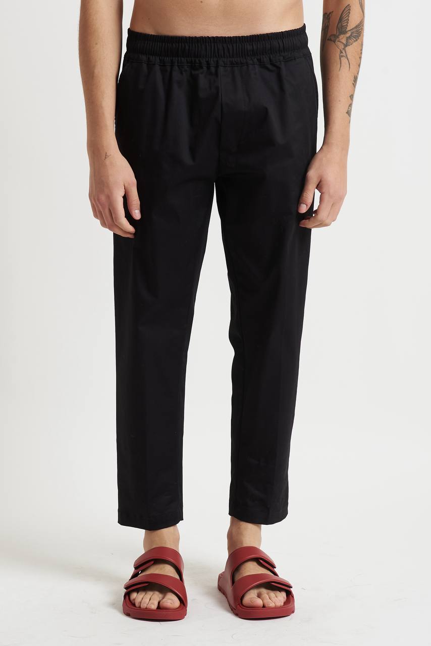 Pantalone in Cotone Stretch con Vita Elasticizzata e Laccio Interno - De Matteo Uomo