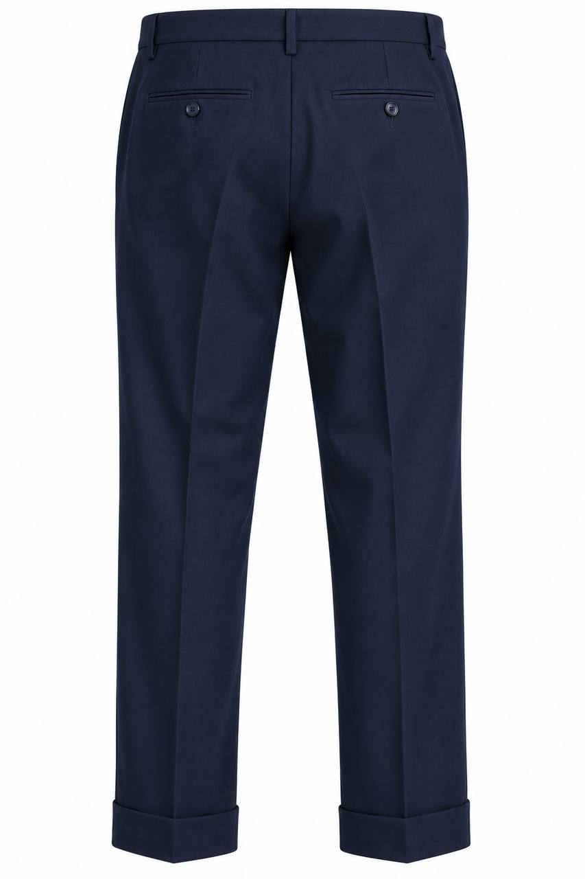Pantalone Uomo Blu con Pence e Risvoltino - De Matteo Uomo