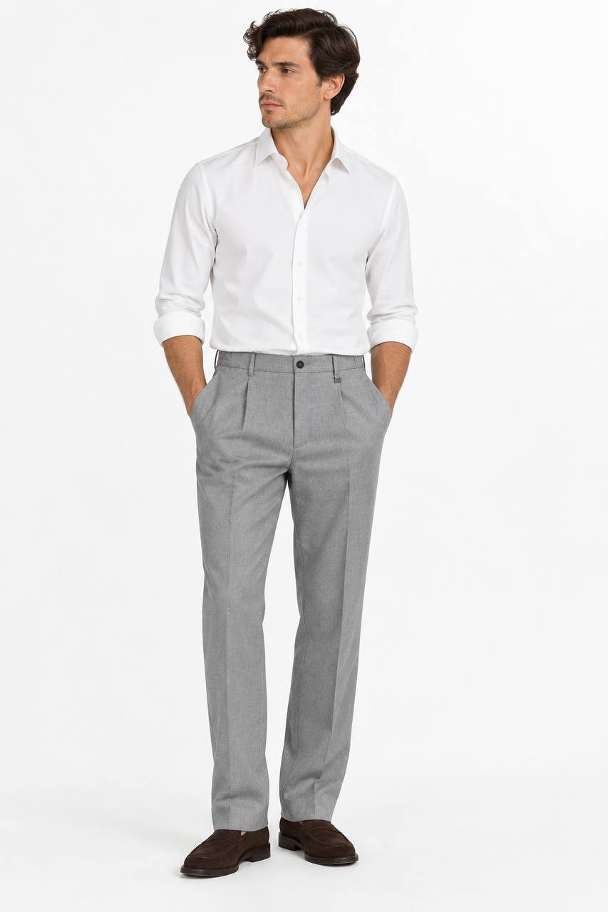 Pantalone Uomo con Pence e Fondo Comodo in Lana - De Matteo Uomo