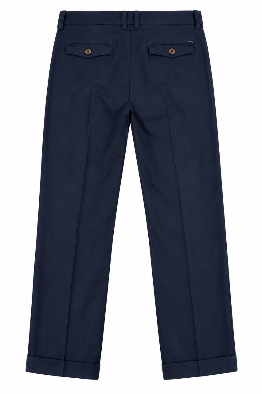 Pantalone Uomo con Pence e Risvoltino Cucito in 100% Cotone - De Matteo Uomo