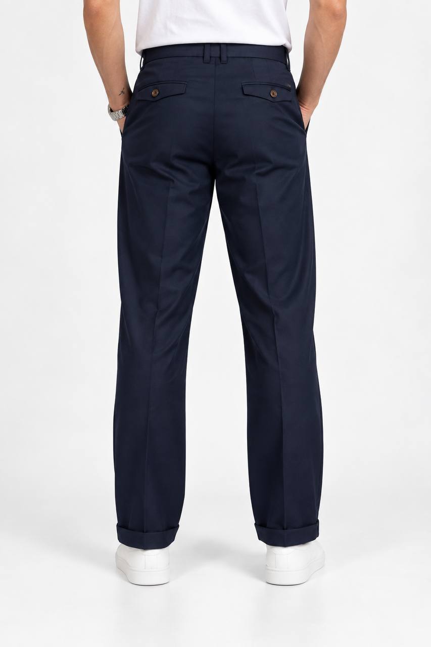 Pantalone Uomo con Pence e Risvoltino Cucito in 100% Cotone - De Matteo Uomo