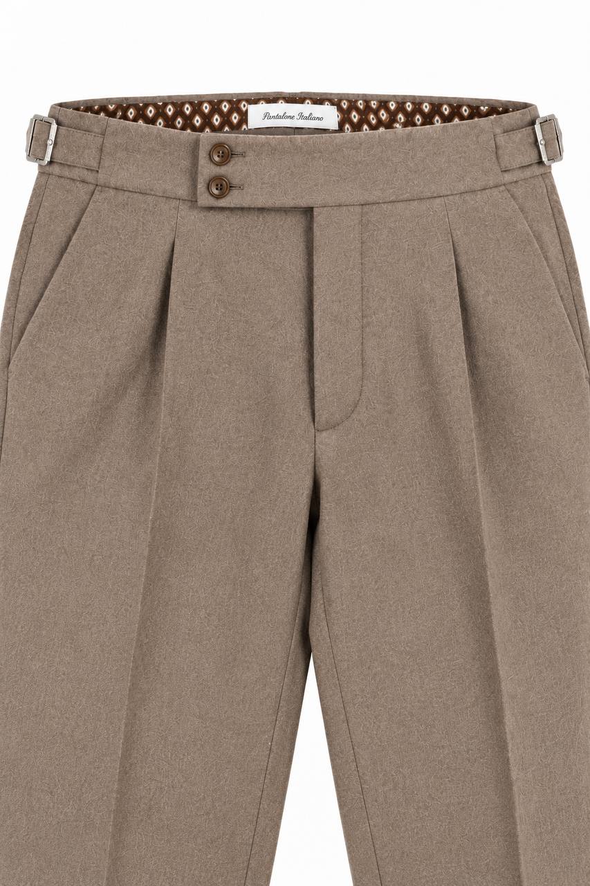 Pantalone Uomo con Pence Fibbie Laterali e Risvoltino - De Matteo Uomo