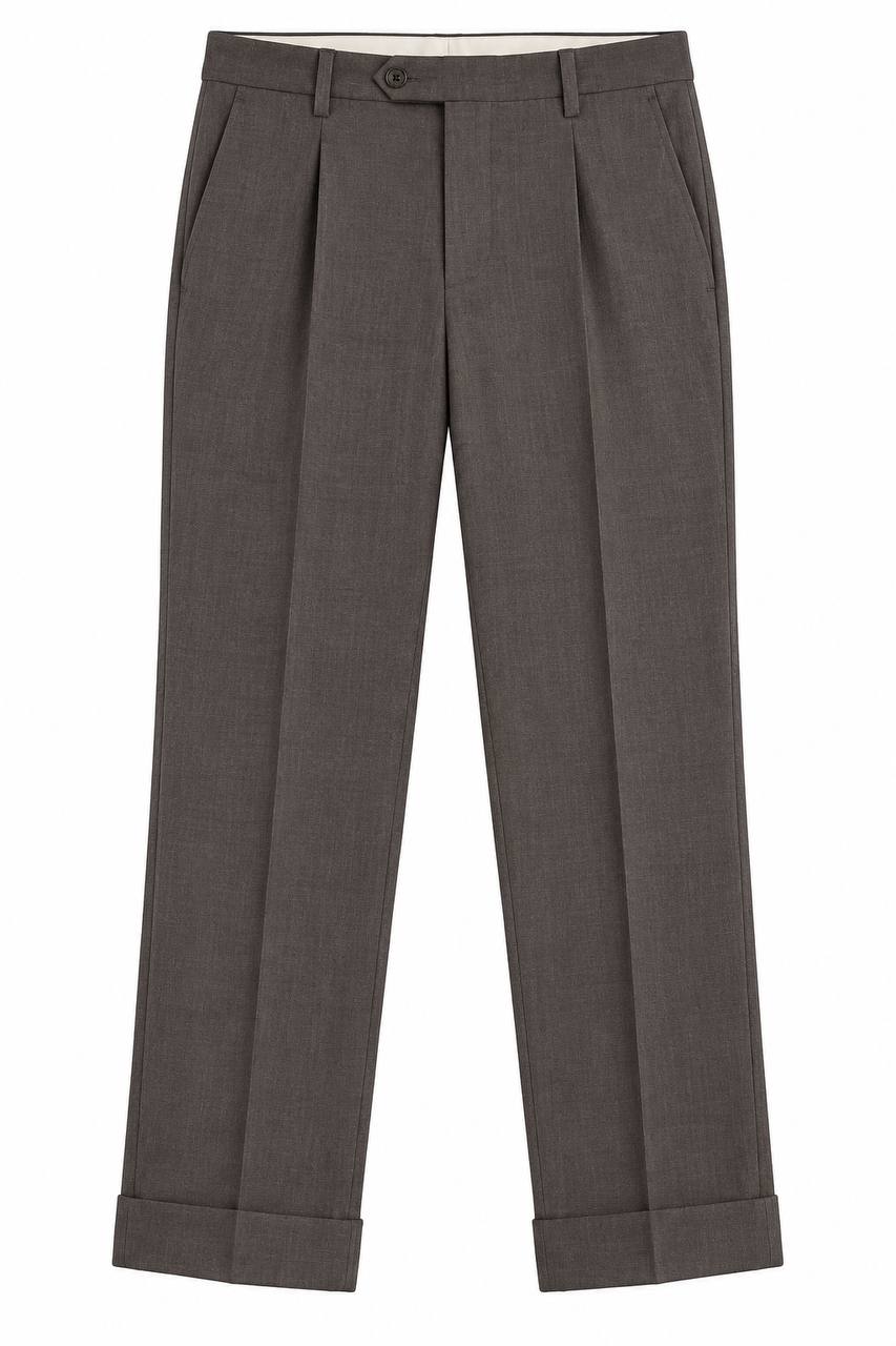 Pantalone Uomo Grisaglia Marrone con Pence - De Matteo Uomo