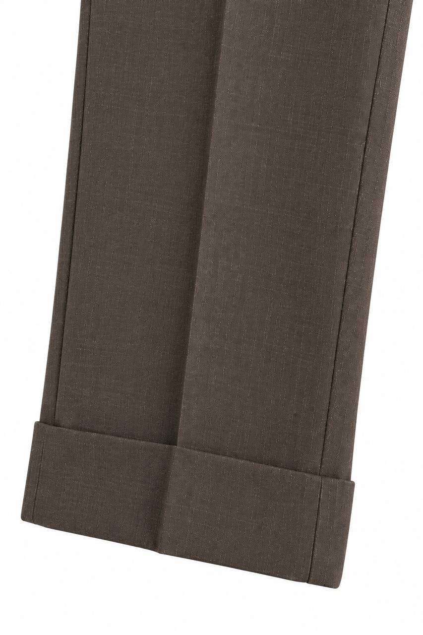 Pantalone Uomo Grisaglia Marrone con Pence - De Matteo Uomo
