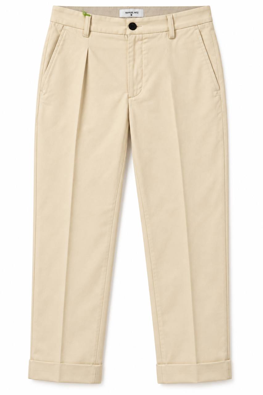 Pantalone Uomo in Cotone con Pinces e Risvoltino - De Matteo Uomo