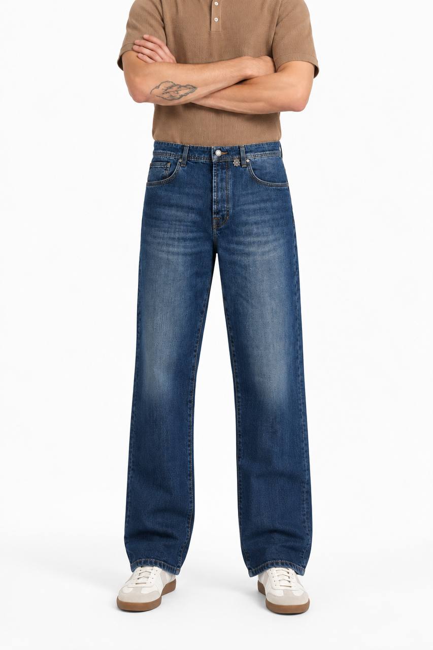 Jeans Uomo 5 Tasche Lavaggio Scuro in 100% Cotone