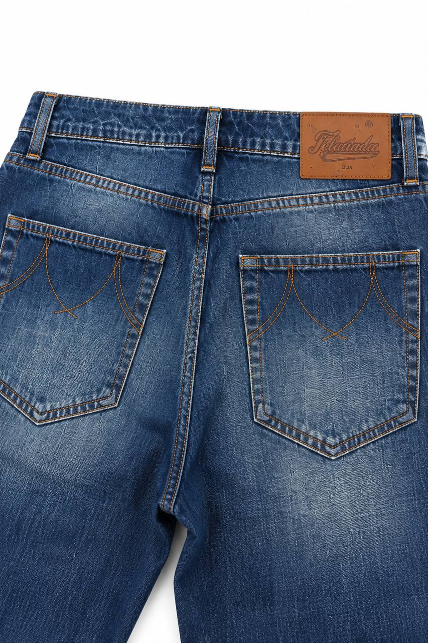 Jeans Uomo 5 Tasche Lavaggio Scuro in 100% Cotone