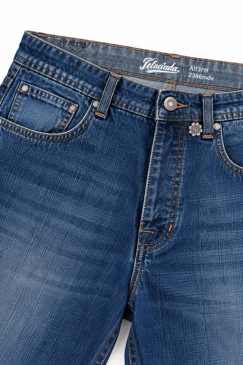 Jeans Uomo 5 Tasche Lavaggio Scuro in 100% Cotone