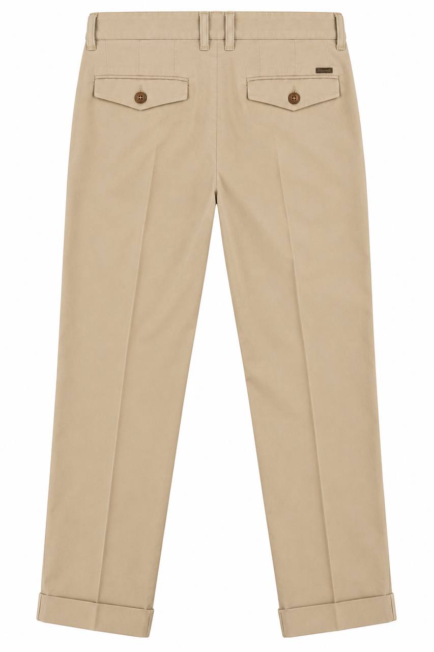 Pantalone Uomo con Pence e Risvoltino Cucito in 100% Cotone