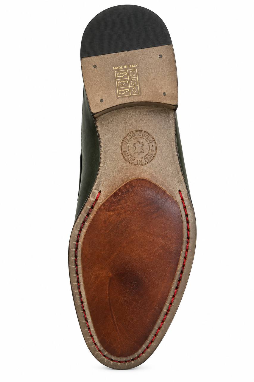 Mocassino Uomo con Fibbia Singola in Pelle