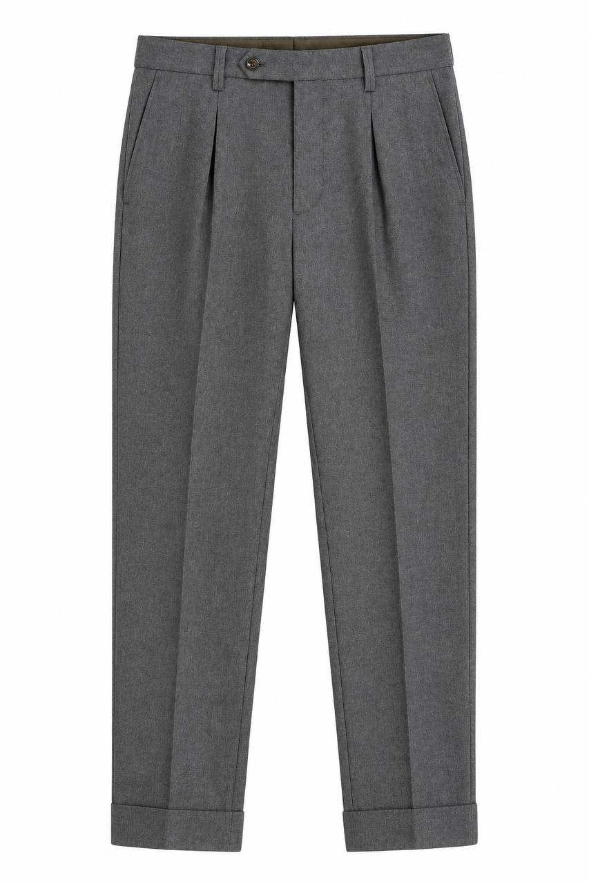 Pantalone Uomo con Pence e Risvoltino al Fondo