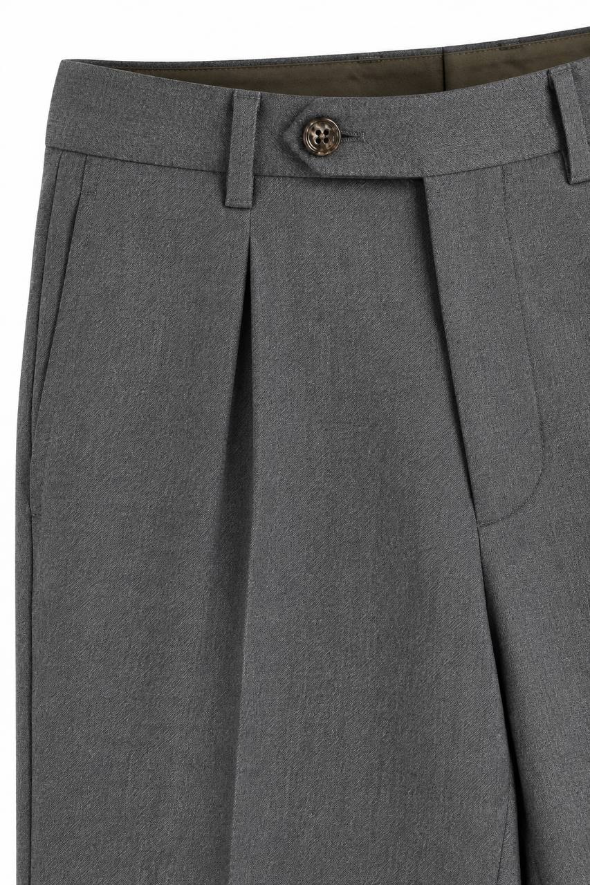 Pantalone Uomo con Pence e Risvoltino al Fondo