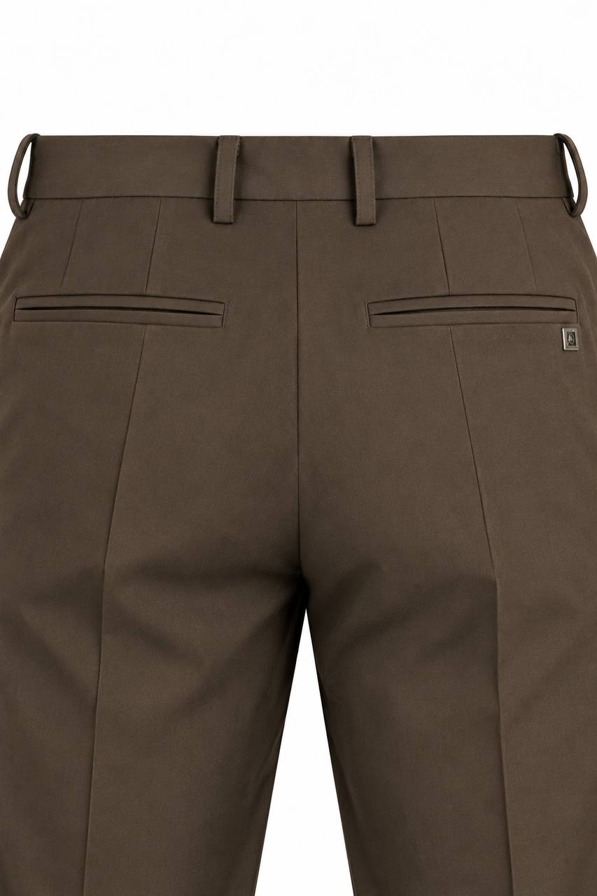 Pantalone Uomo con Doppia Pence, Elastico Interno e Risvoltino