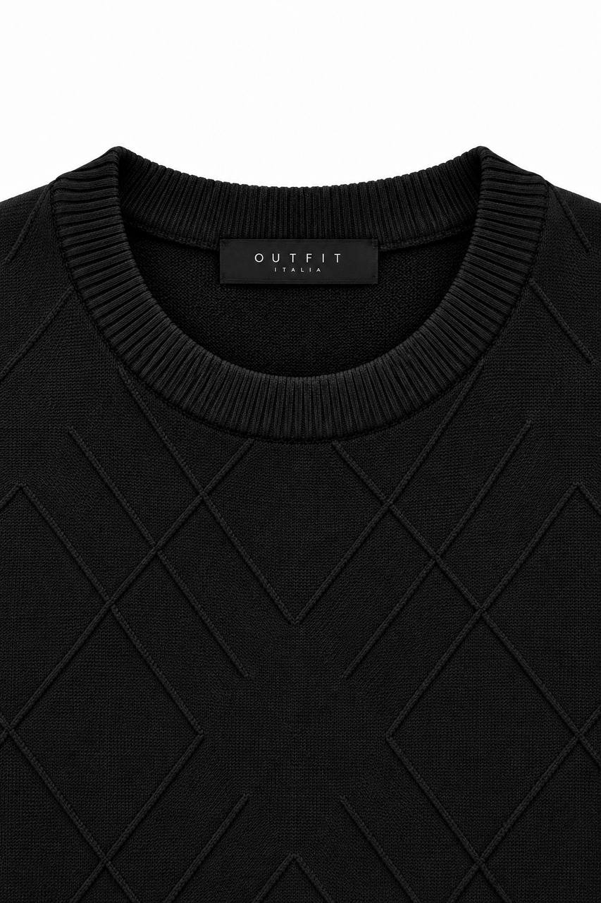 Maglia Uomo Girocollo Basic con Trama nel Tessuto