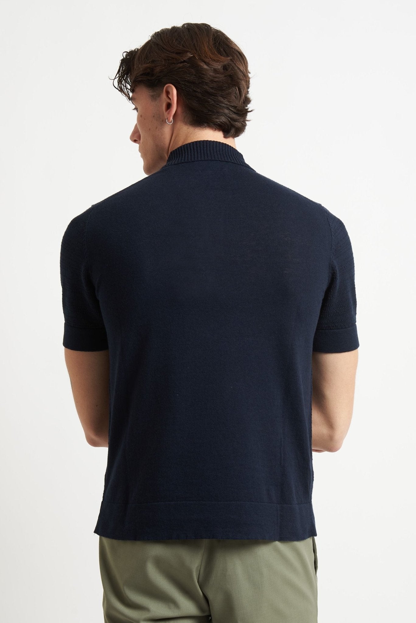 Polo Basic Blu Traforata con Chiusura a Bottoni - De Matteo Uomo