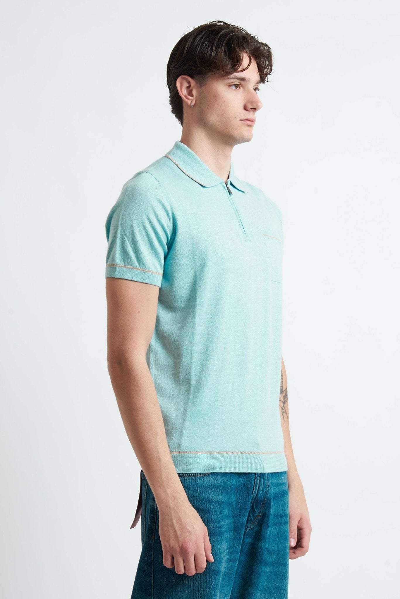 Polo Basic con Taschino e Chiusura Zip - De Matteo Uomo