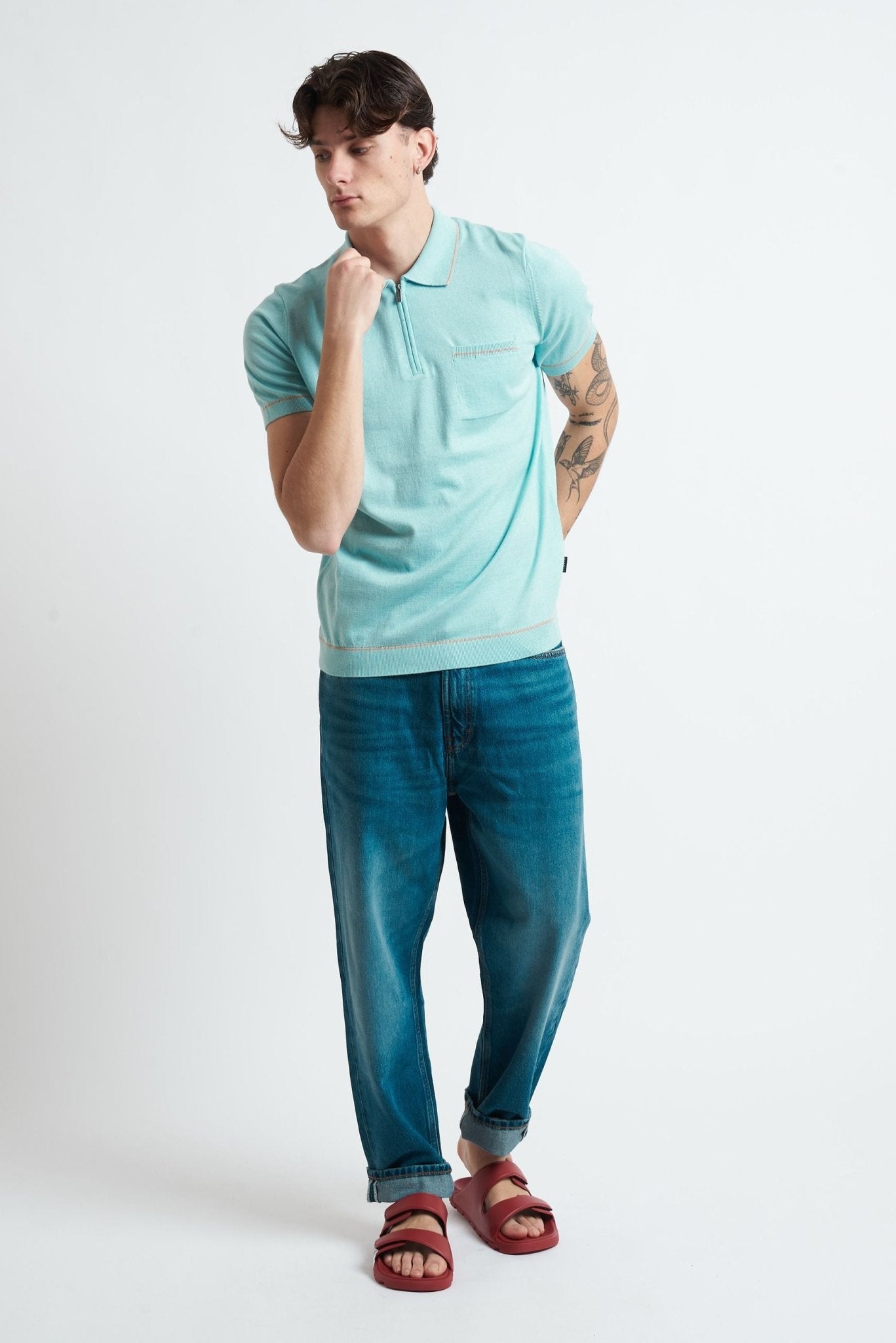 Polo Basic con Taschino e Chiusura Zip - De Matteo Uomo