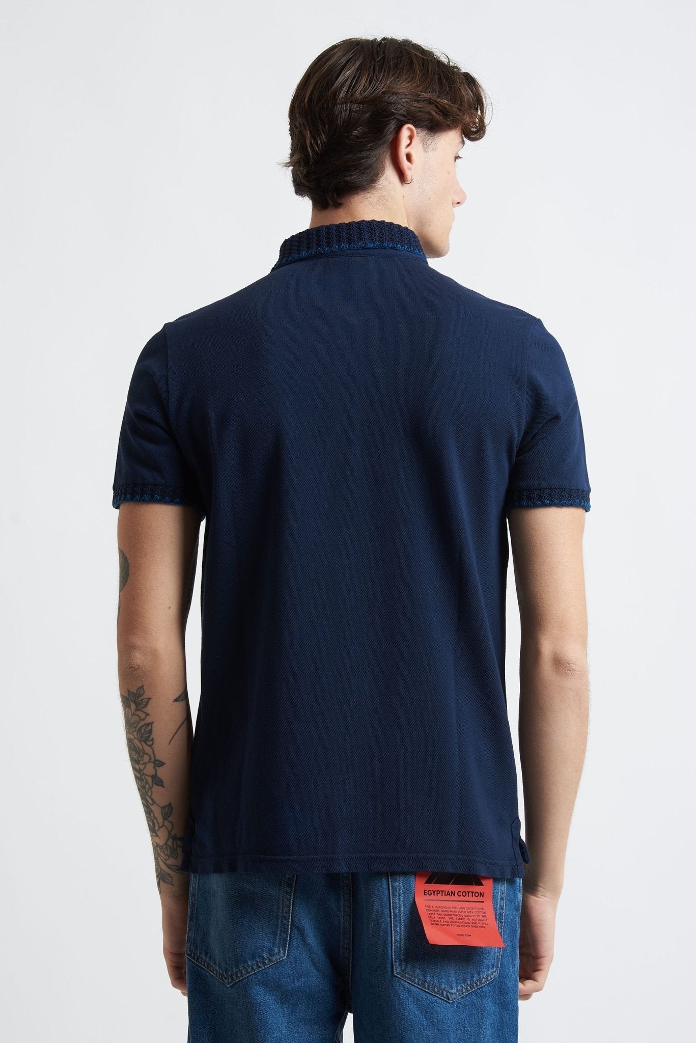 Polo Basic in Cotone con Collo e Maniche in Maglia - De Matteo Uomo