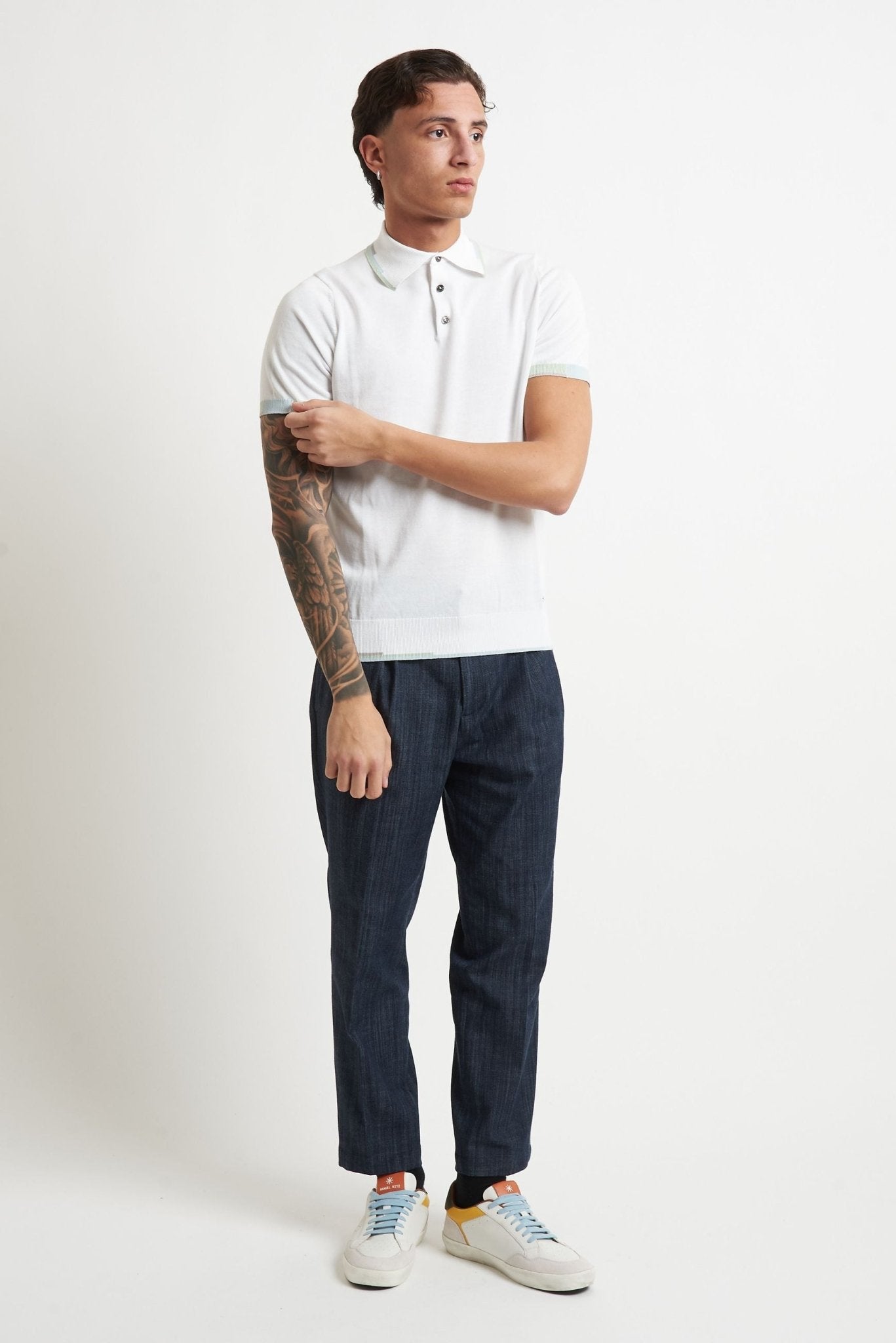 Polo Basic in Cotone con Dettagli a Contrasto - De Matteo Uomo