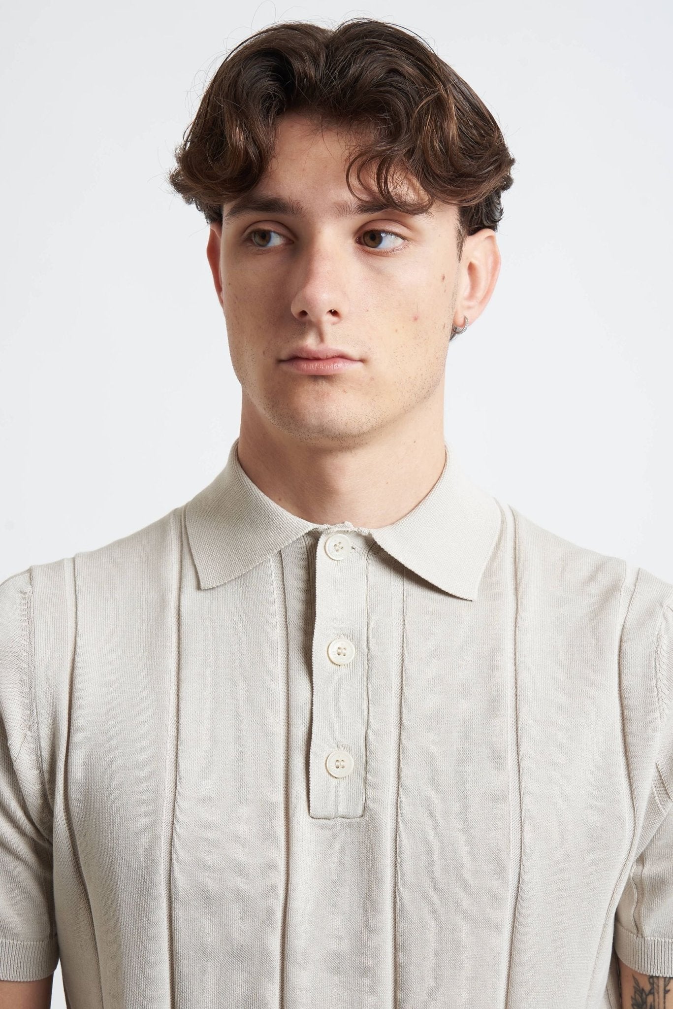 Polo Basic in Cotone con Riga Verticale e Bottoni - De Matteo Uomo