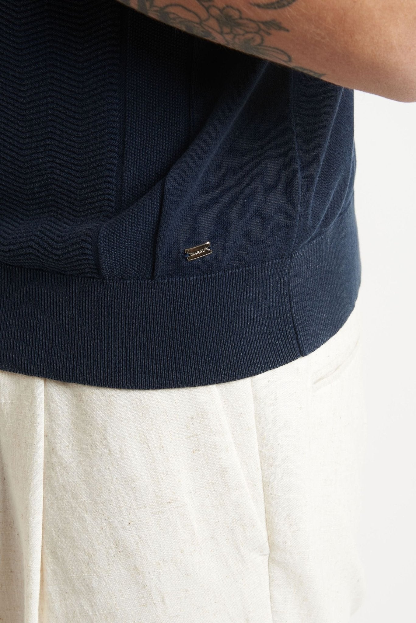 Polo Basic in Cotone con Stampa Spina di Pesce - De Matteo Uomo