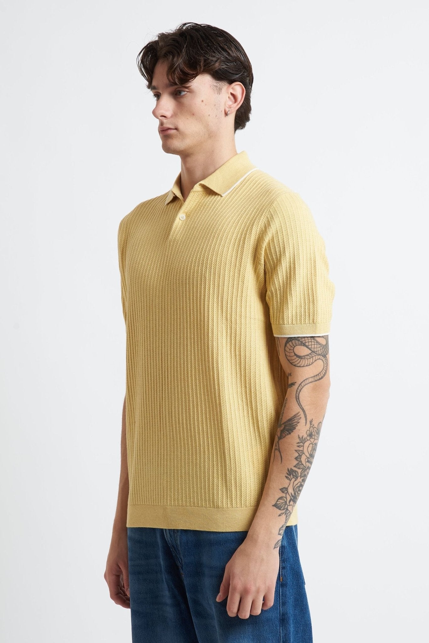 Polo Basic in Tessuto Operato con Chiusura a Bottoni - De Matteo Uomo