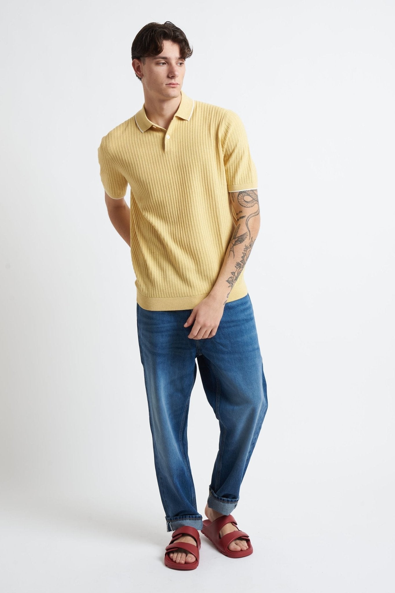 Polo Basic in Tessuto Operato con Chiusura a Bottoni - De Matteo Uomo