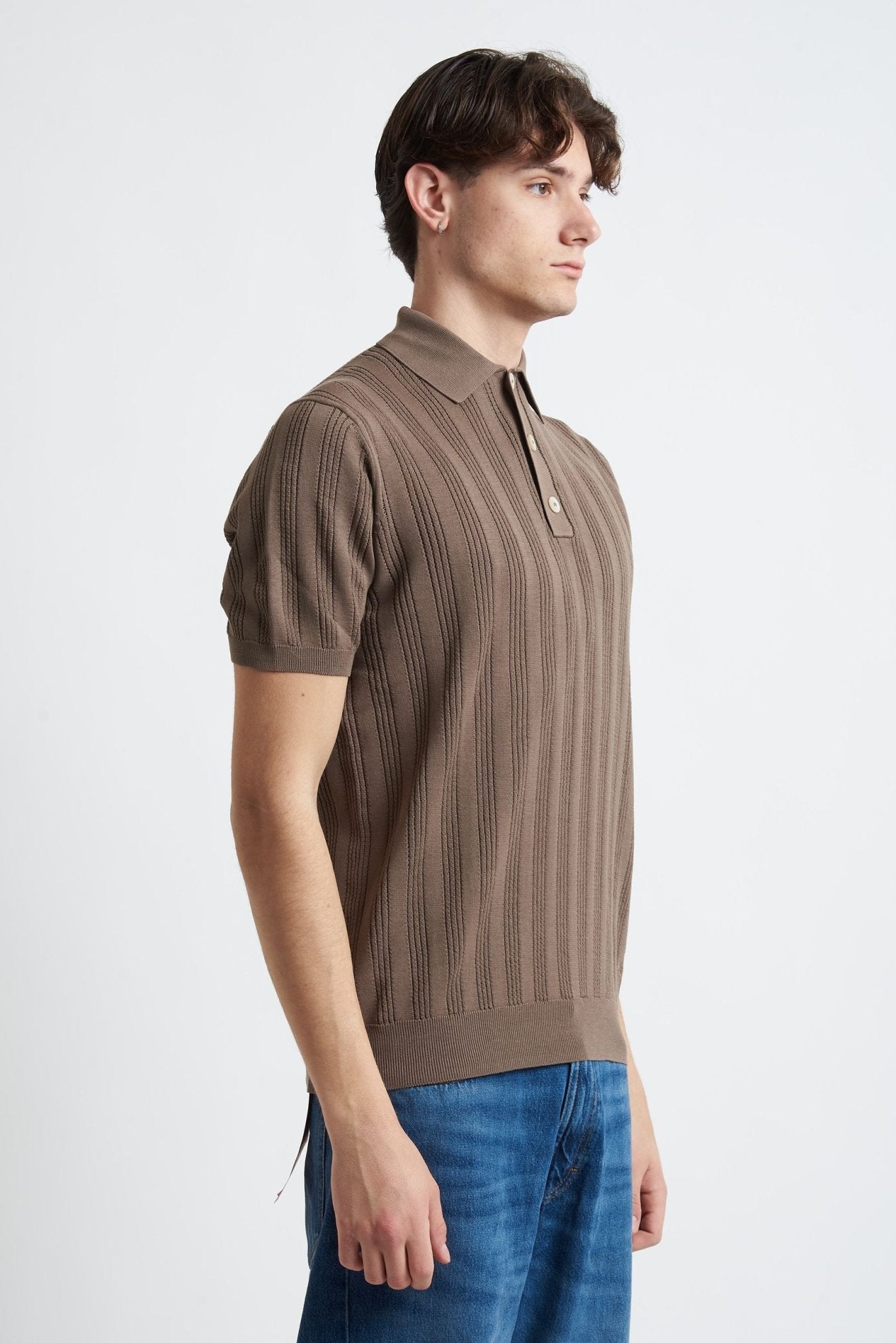 Polo Basic Traforata in Cotone con Bottoni - De Matteo Uomo