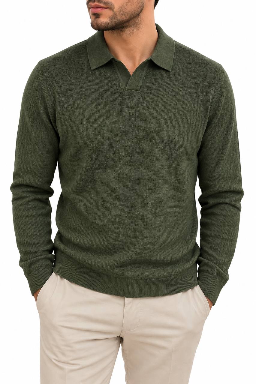 Polo Basic Uomo Verde in Lana - De Matteo Uomo