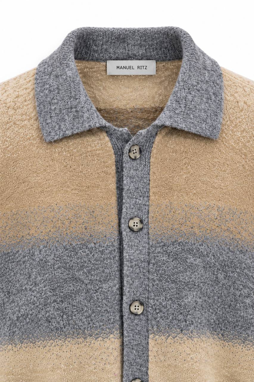 Polo Cardigan Uomo a Manica Lunga con Effetto Sfumato - De Matteo Uomo