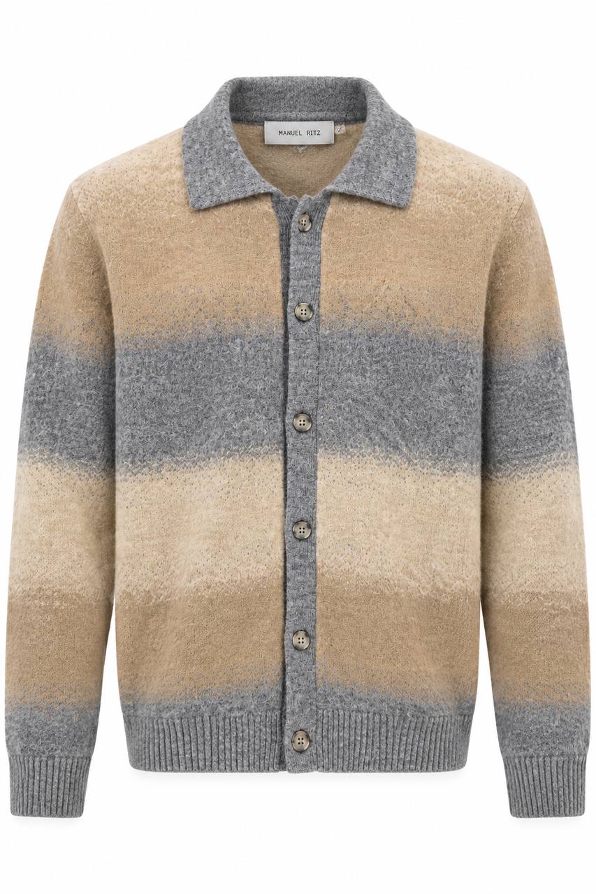 Polo Cardigan Uomo a Manica Lunga con Effetto Sfumato - De Matteo Uomo