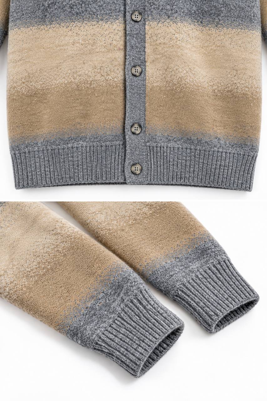 Polo Cardigan Uomo a Manica Lunga con Effetto Sfumato - De Matteo Uomo