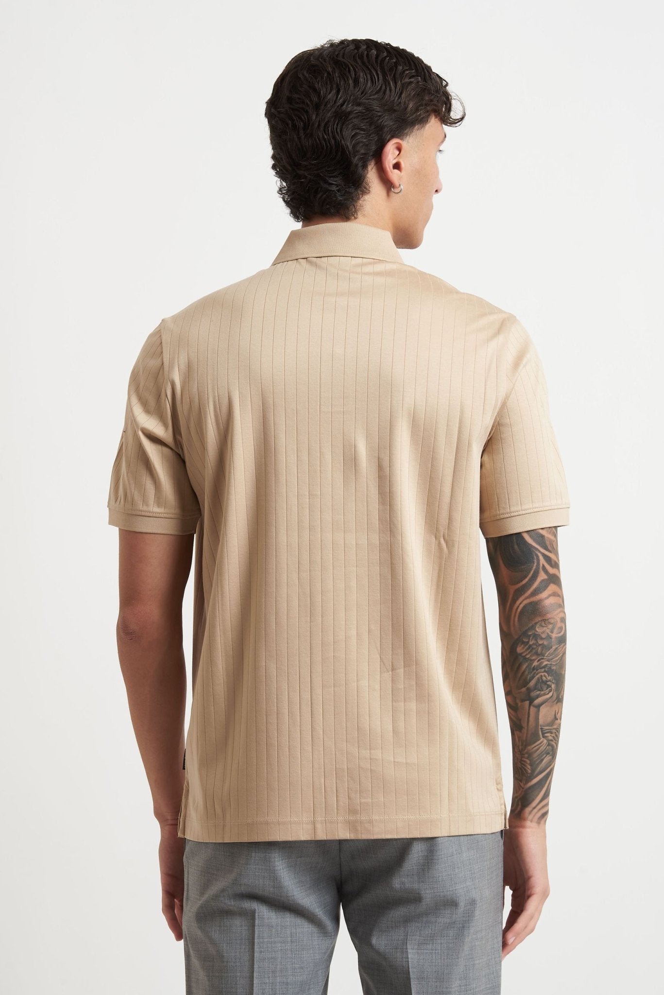 Polo in Cotone con Riga Verticale e Chiusura a Bottoni m105e - De Matteo Uomo