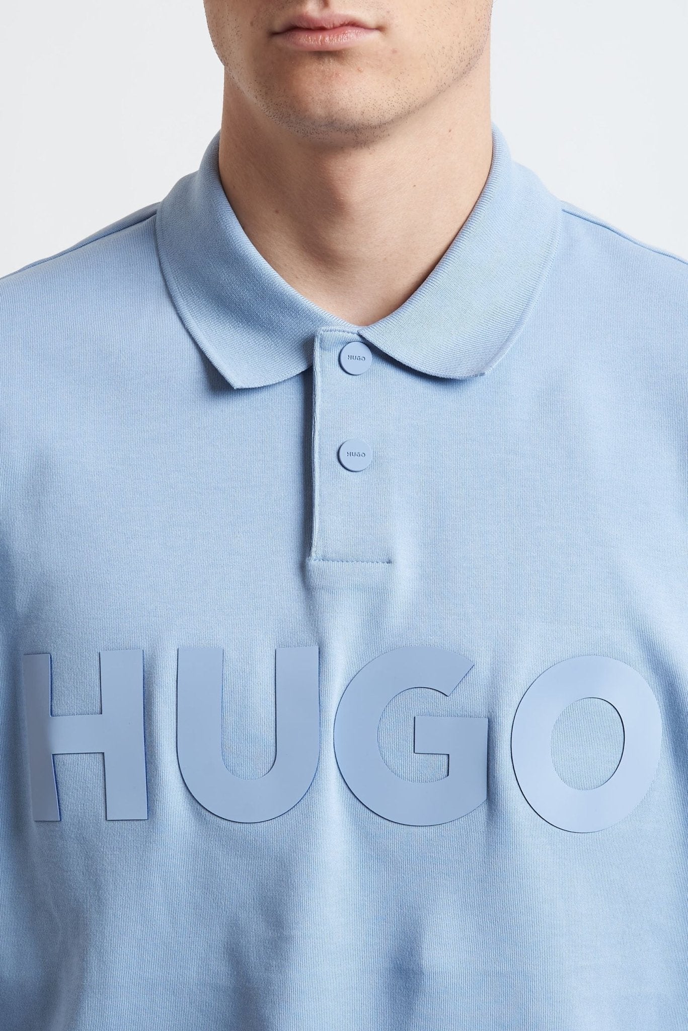Polo Manica Lunga in Cotone con Bottoni e Logo Frontale HUGO - De Matteo Uomo