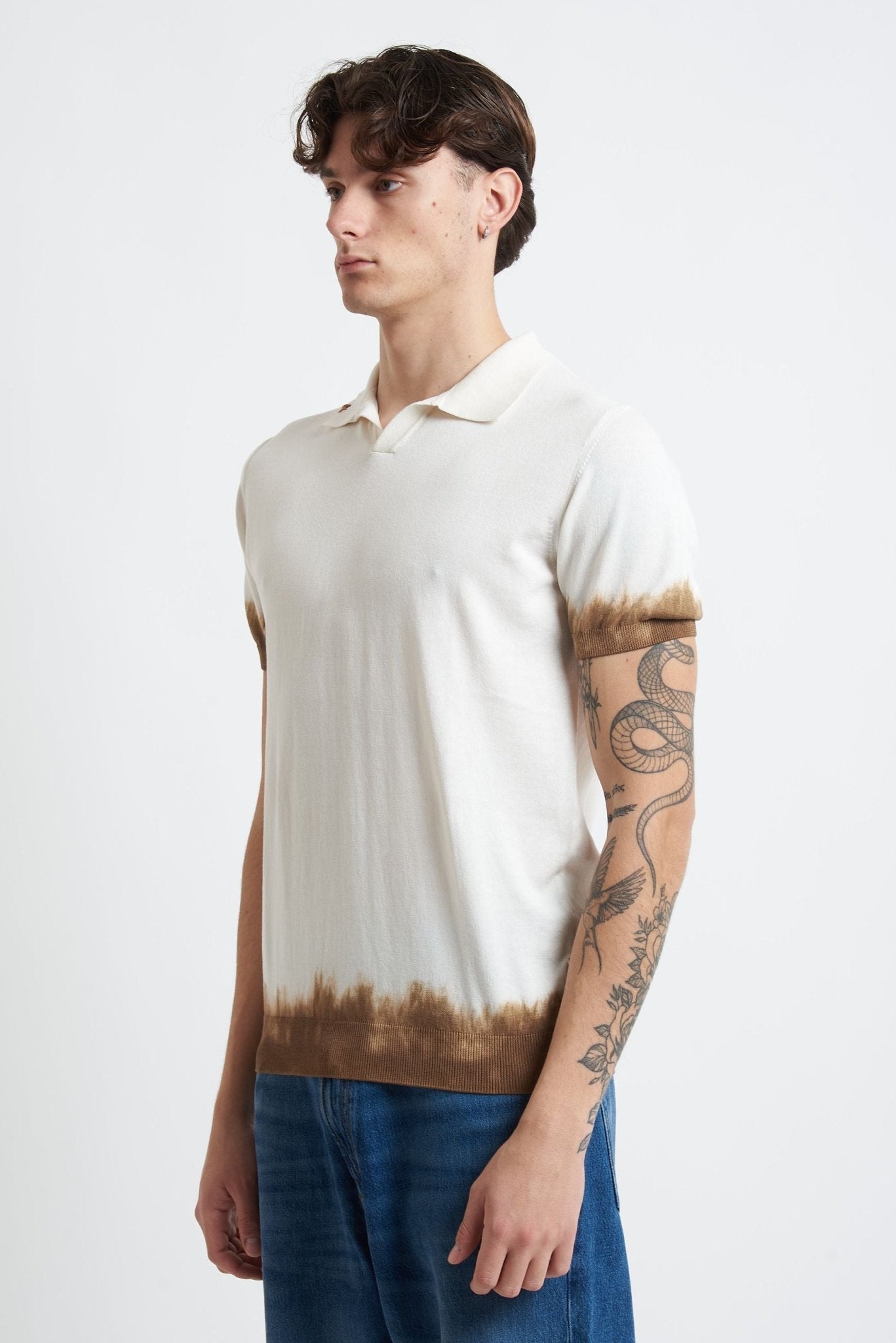 Polo Senza Bottoni in Cotone con Lavorazione Tie Dye - De Matteo Uomo