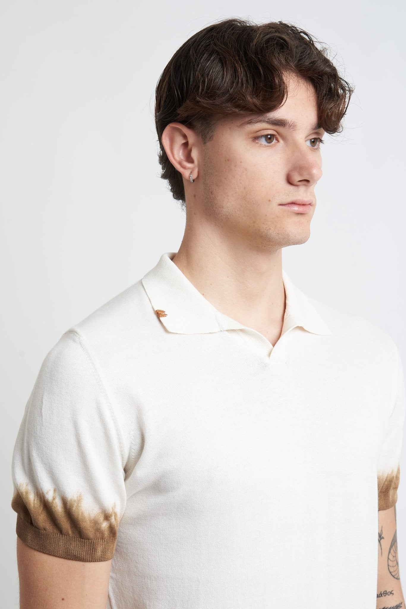 Polo Senza Bottoni in Cotone con Lavorazione Tie Dye - De Matteo Uomo