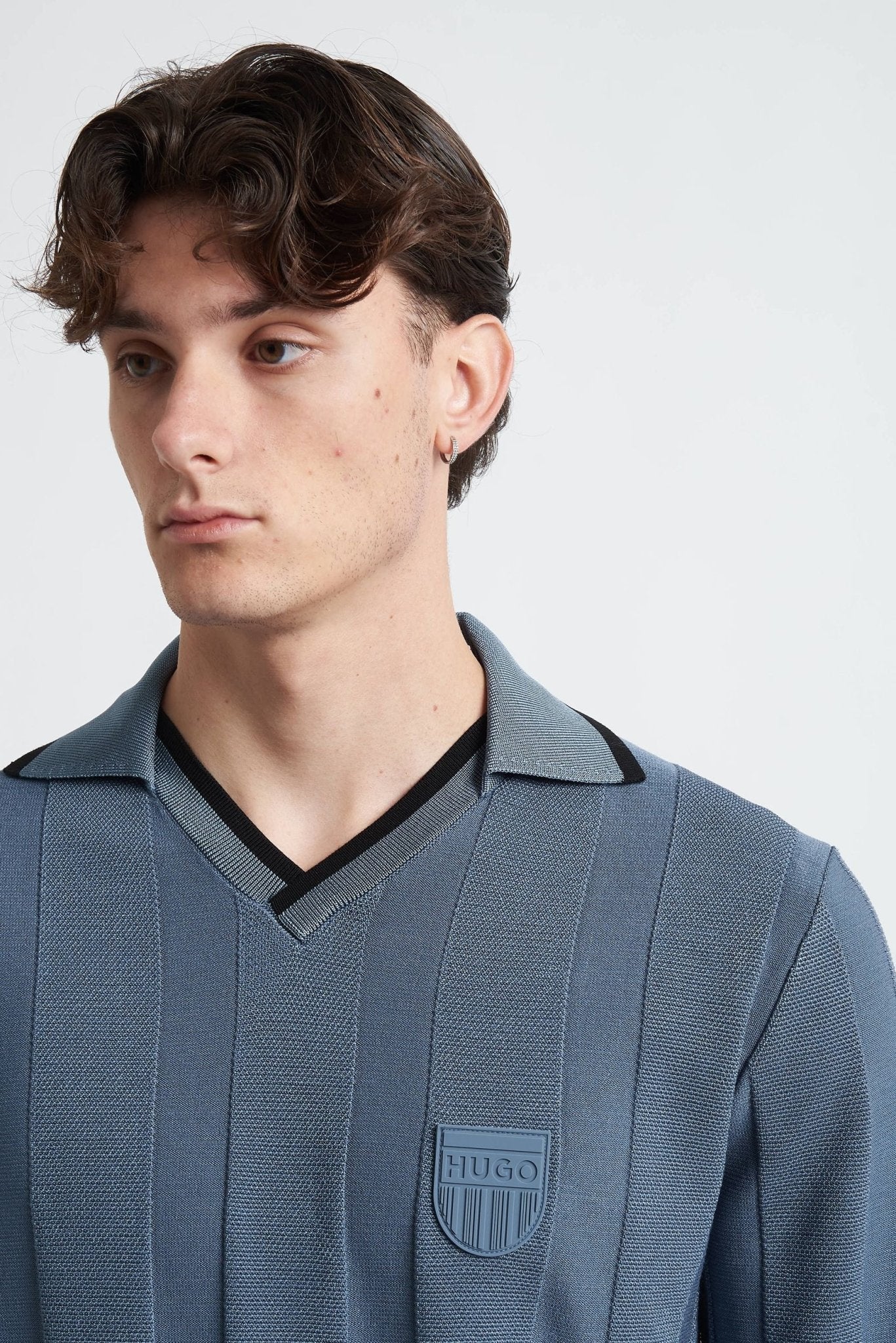 Polo Slim Manica Lunga Stile Squadra da Calcio con Logo HUGO - De Matteo Uomo