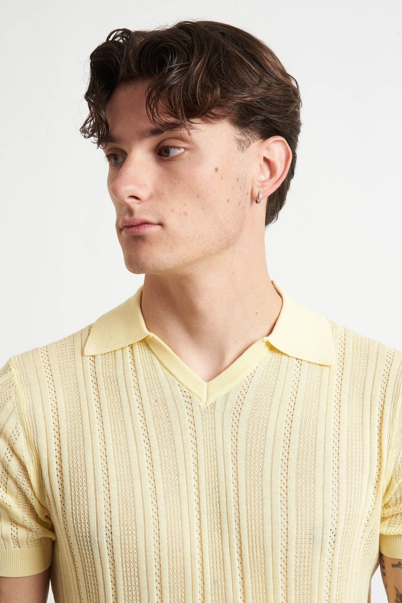 Polo Traforata Senza Bottoni in Misto Seta - De Matteo Uomo