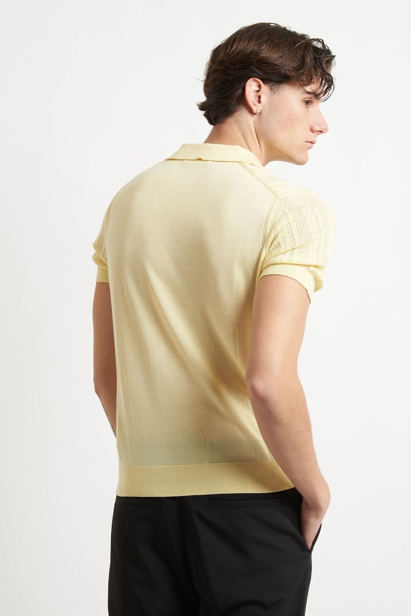 Polo Traforata Senza Bottoni in Misto Seta - De Matteo Uomo