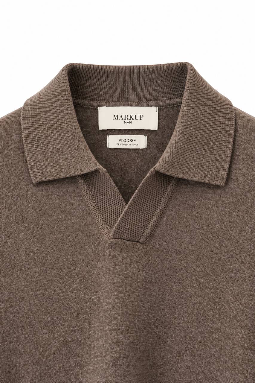 Polo Uomo a Manica Lunga Senza Bottoni - De Matteo Uomo