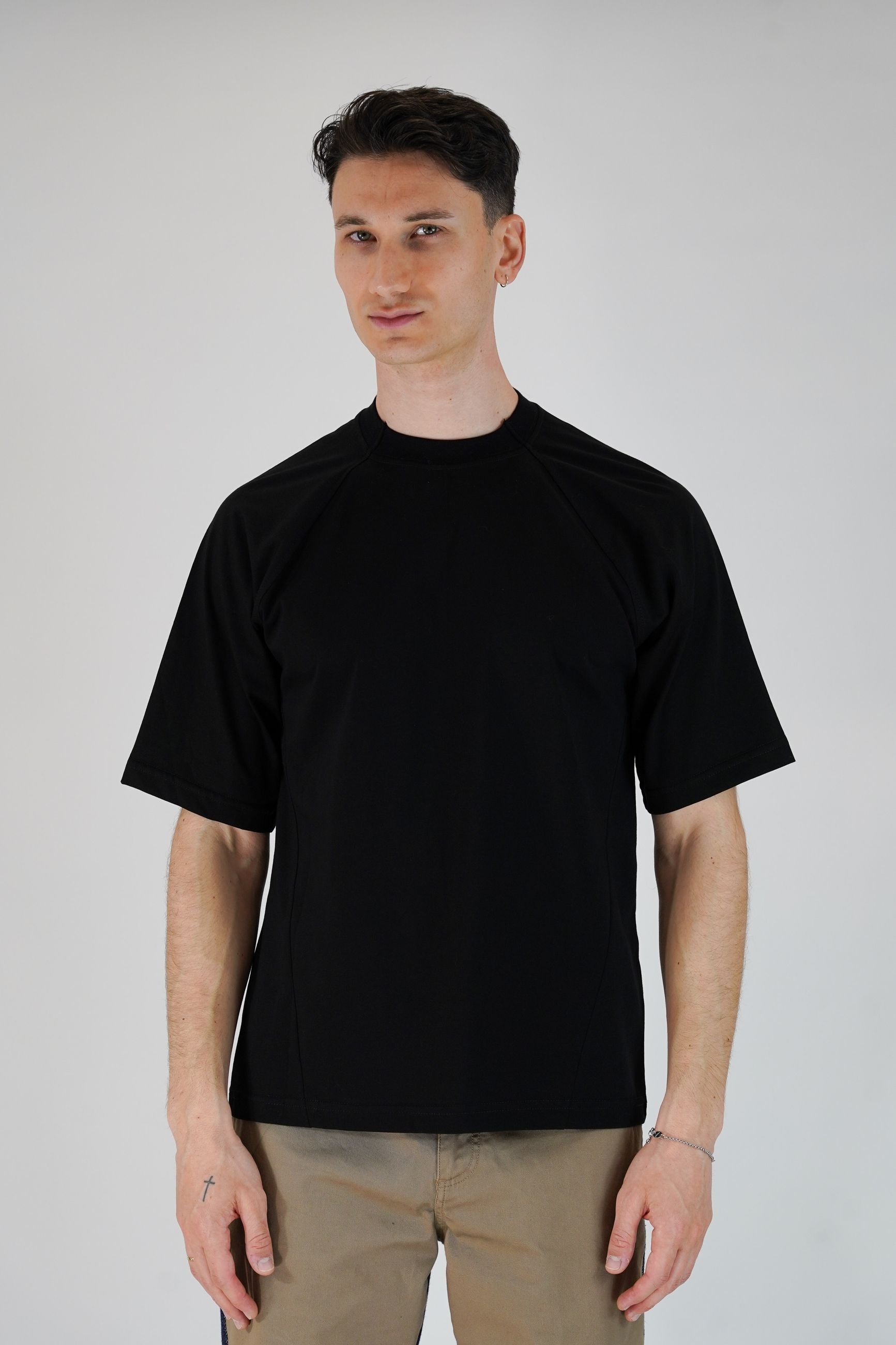T-Shirt in Cotone con Manica Raglan e Stampa sul Retro