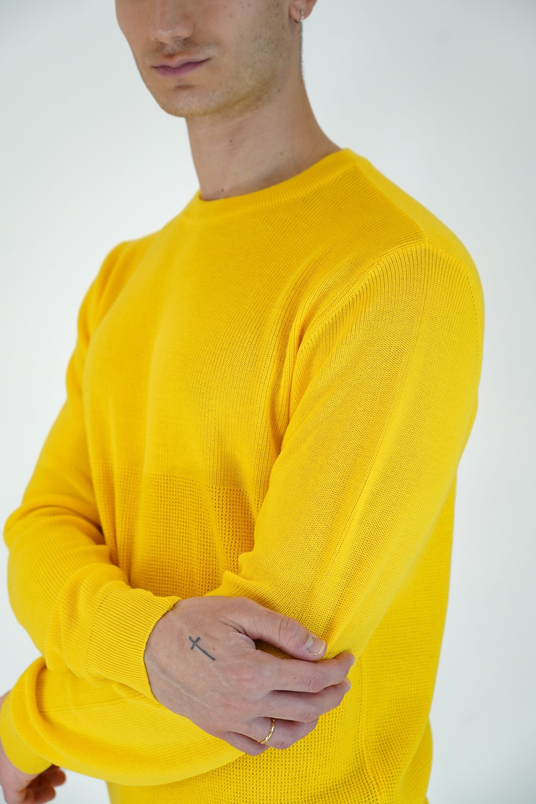 Maglia Girocollo in Cotone Gialla Manuel Ritz